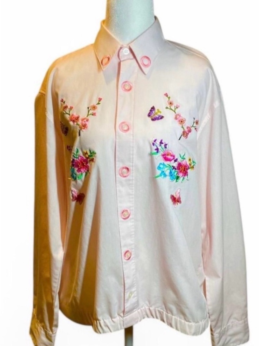 Cottage Core Style Vintage Blouse Las Olas Pink P-P 20 L 26 shacket